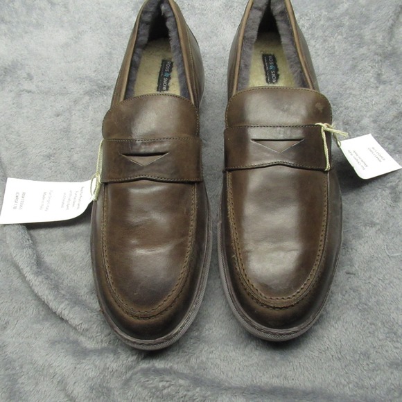 Ross Snow Slippers Men 14 Brown Leather REAL Fur Lined Loafer Made in Warm ITALY main image 14